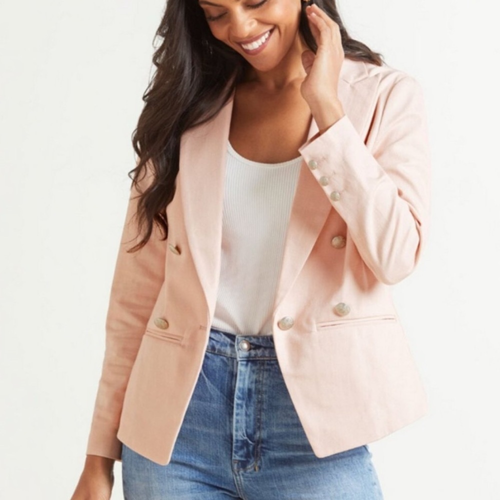 Evereve Lenox Blazer Light Pink Cotton Twill Size Small - Picture 12 of 12